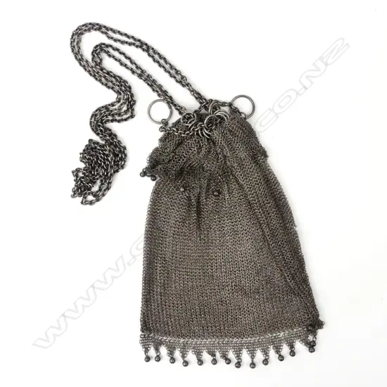 A vintage large silver miser's mesh purse
