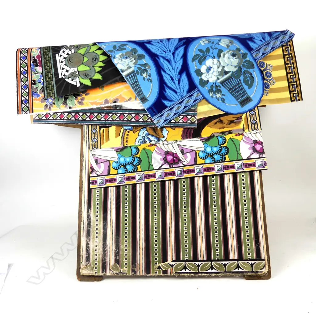 A collection of rare French Art deco period wallpaper samples Image 1++