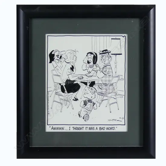 Four various original comic strip drawings