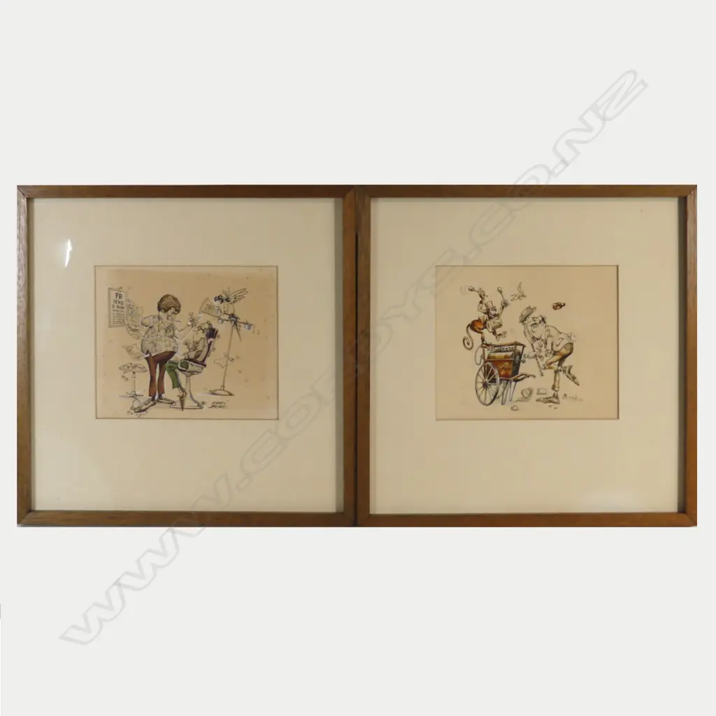 Two pen and ink drawings by Larry Bloss Image 1++