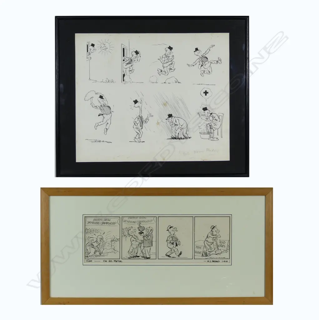 Four N.Z Herald cartoons by Gordon Minhinnick (1902-1992) Image 1++