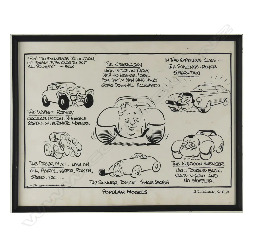 Four N.Z Herald cartoons by Gordon Minhinnick (1902-1992) Image 1++