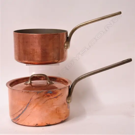 Two 'Coventry Coppers' of Canada copper and brass quality cooking pots