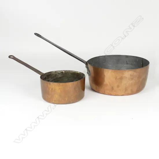 Two vintage copper saucepans