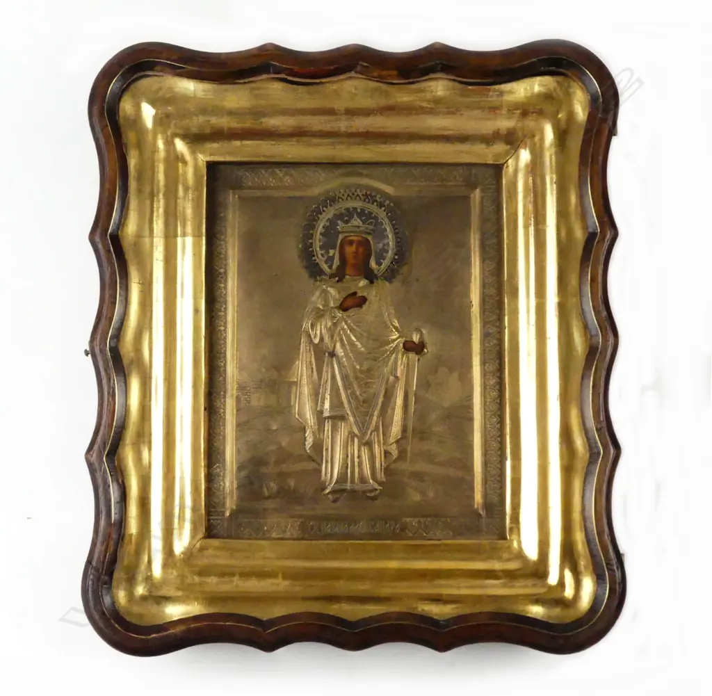 A 19thC Russian icon of St Barbara (the Great Martyr Barbara) Image 1++
