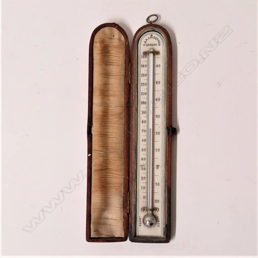 A 19thC S & A Calderara of London ivory backed travelling thermometer Image 1++