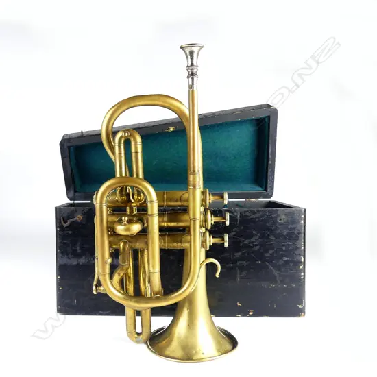 A brass piccolo trumpet