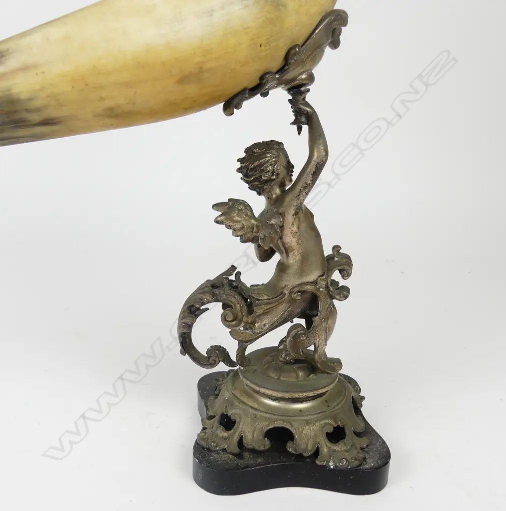 An ornate 19thC ‘drinking horn’ on stand Image 1++