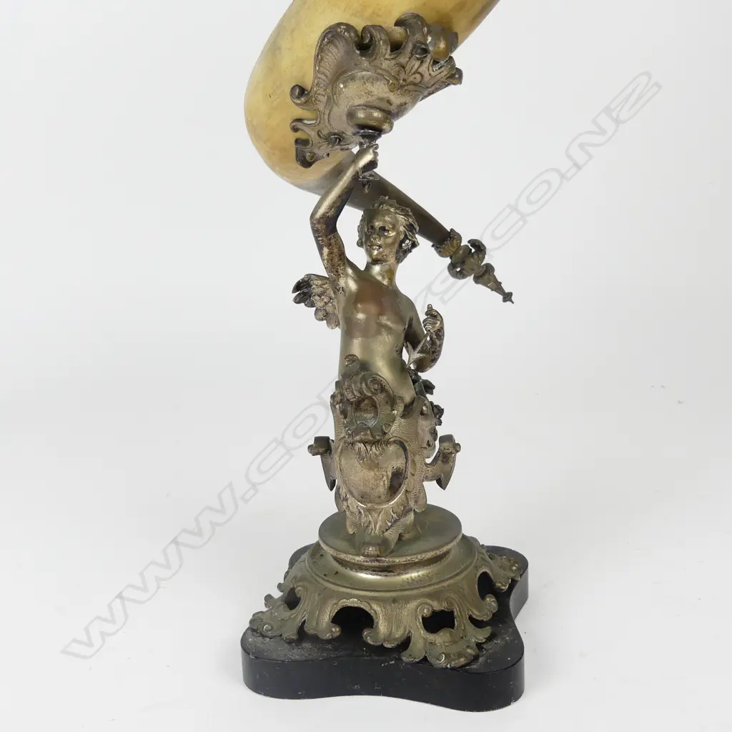 An ornate 19thC ‘drinking horn’ on stand Image 1++