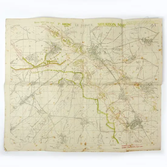 WWI 1st Anzac Corps position map