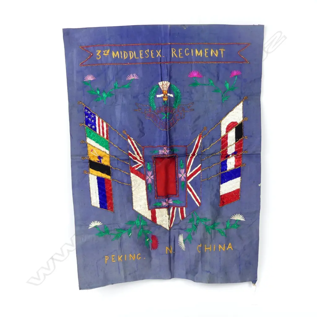 A souvenir silk flag of the 3rd Middlesex Regt. Image 1++