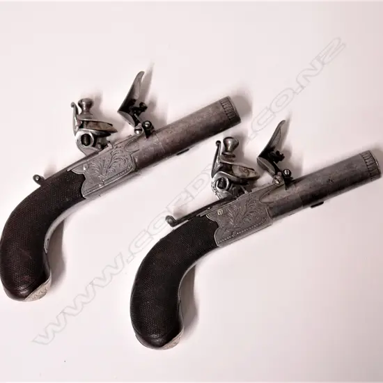 A pair of late 1700s pocket flintlock pistols by J.N. Jones & Son of London