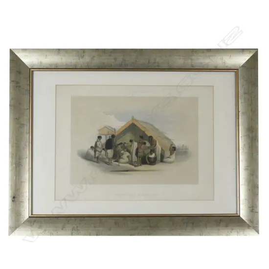 George French Angas lithograph 'Weeping Over a Deceased Chief' from 'The New Zealanders Illustrated'