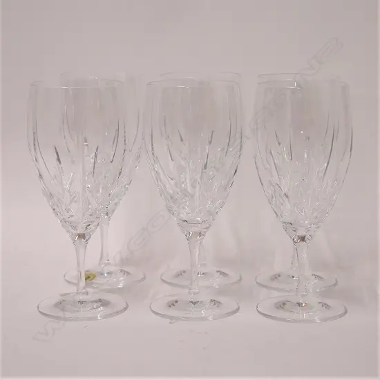 A set of six Waterford crystal large red wine glasses