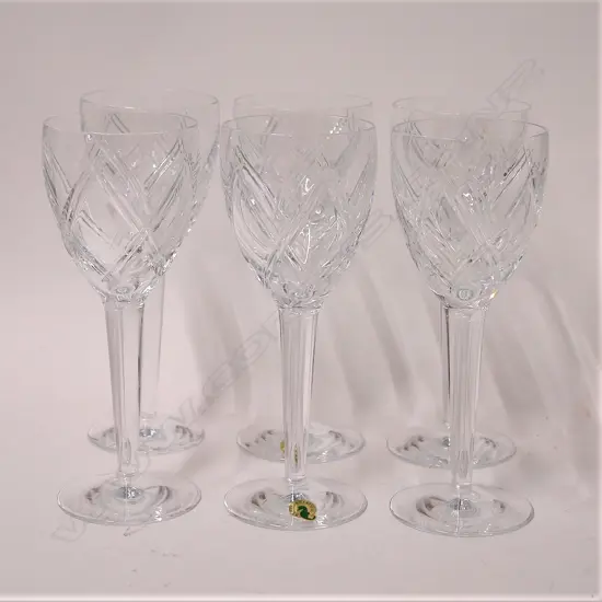 A set of six Waterford large red wine glasses