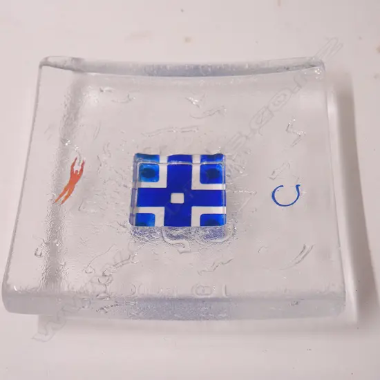 A retro Kosta Boda 'Swimmer's' heavy glass dish