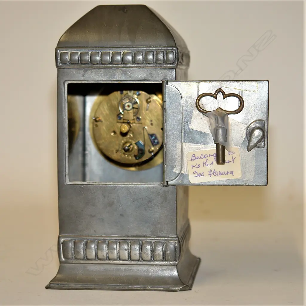 A c.1910 Tudric pewter and enamelled mantel clock made for Liberty of London Image 1++