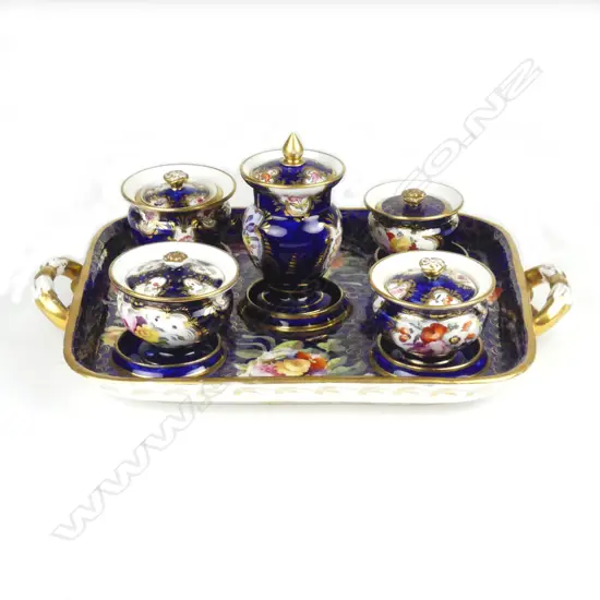 A 19thC French porcelain desk set