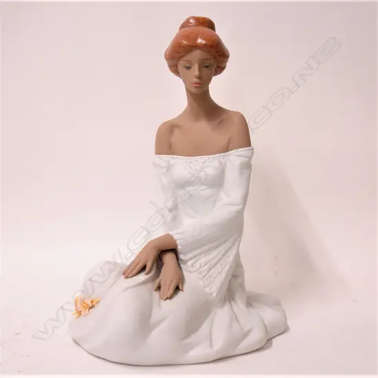 A Lladro Sunset girl sitting with roses