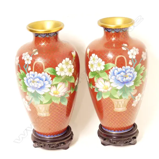 A pair of Chinese cloisonné vases