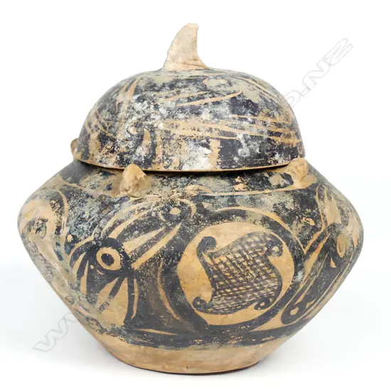 A Chinese Neolithic style lidded pottery jar