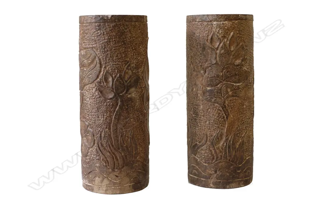 Two Chinese stone cylinder columns Image 1++