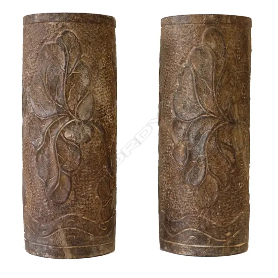 Two Chinese stone cylinder columns