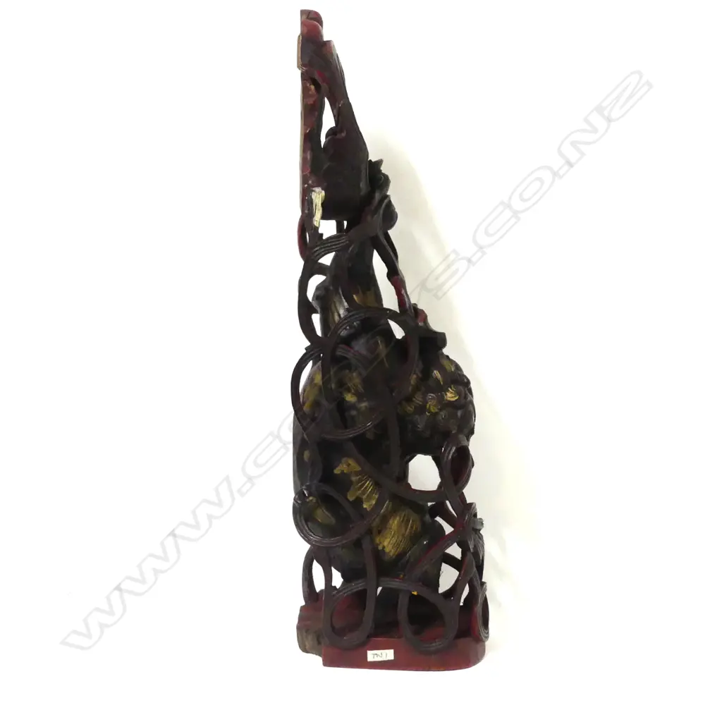 A Chinese carved wood furniture sconce Image 1++