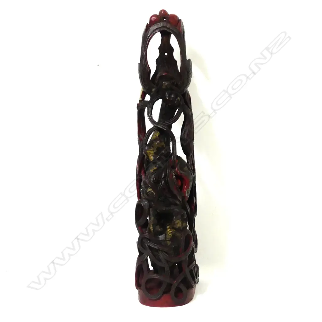 A Chinese carved wood furniture sconce Image 1++