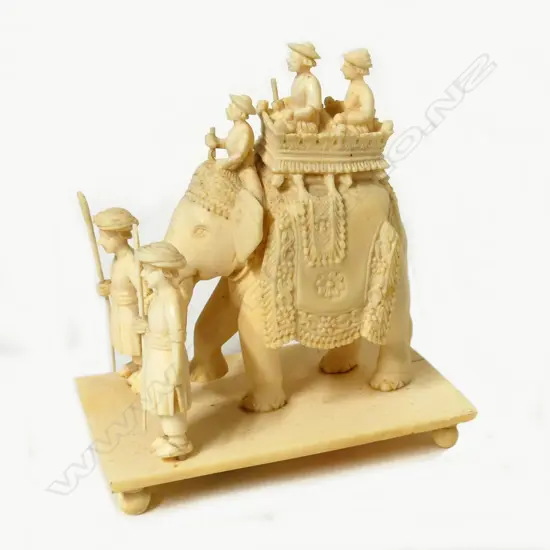 An Indian carved ivory elephant