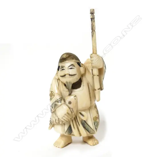 A Japanese ivory netsuke of Ebisu