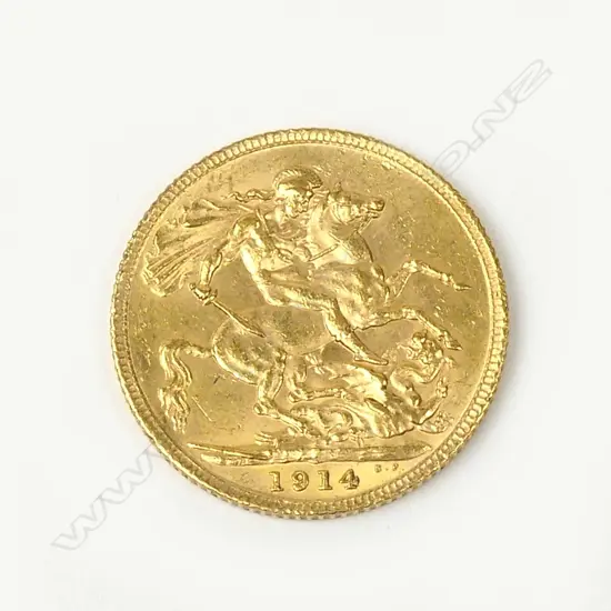 A 1914 full sovereign gold coin