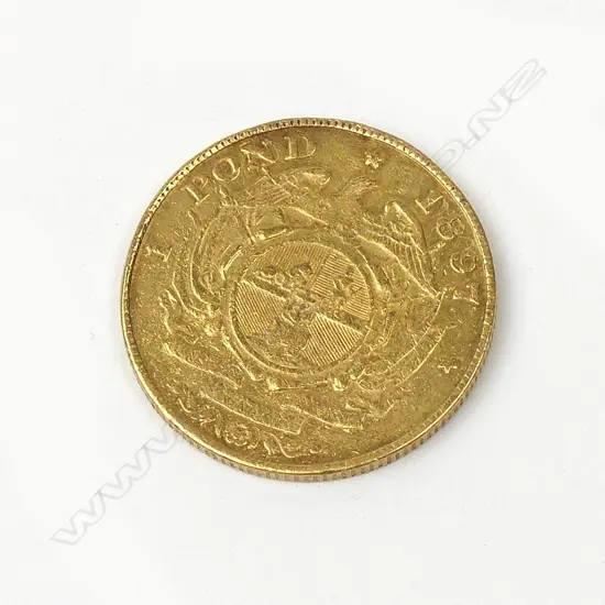 A South African gold one pound coin