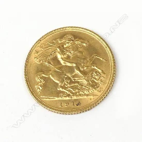 A 1914 half sovereign gold coin