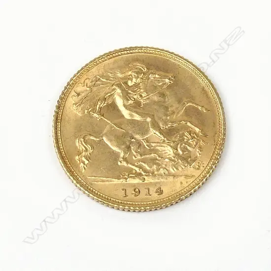 A 1914 half sovereign gold coin