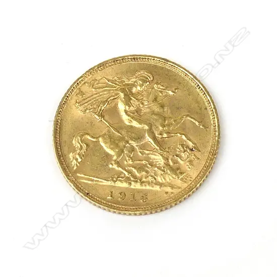 A 1915 half sovereign gold coin