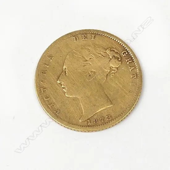 An 1873 gold half-sovereign