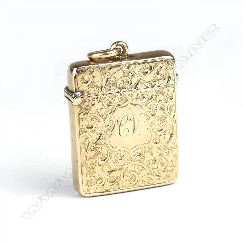 A late 19thC 9ct. yellow gold vesta Image 1++