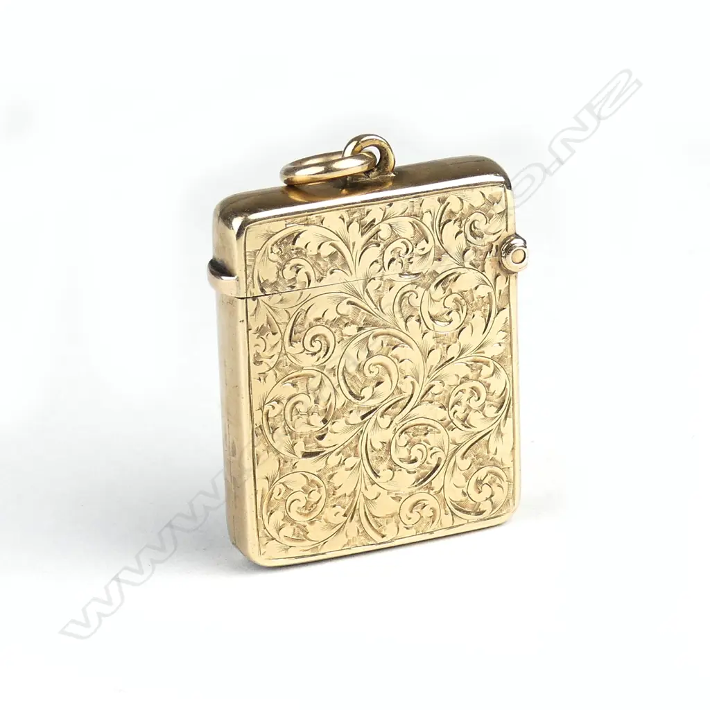A late 19thC 9ct. yellow gold vesta Image 1++