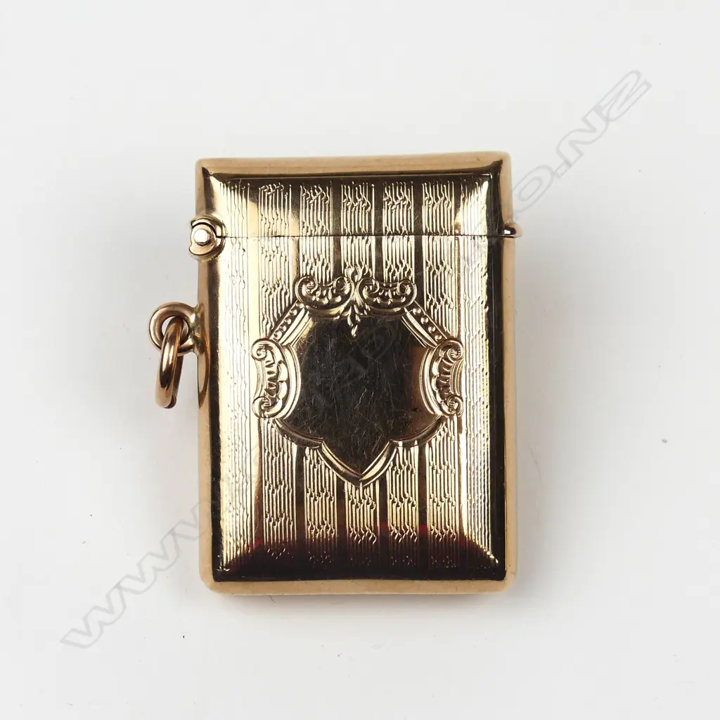 An early 20thC 9ct. yellow gold vesta case Image 1++