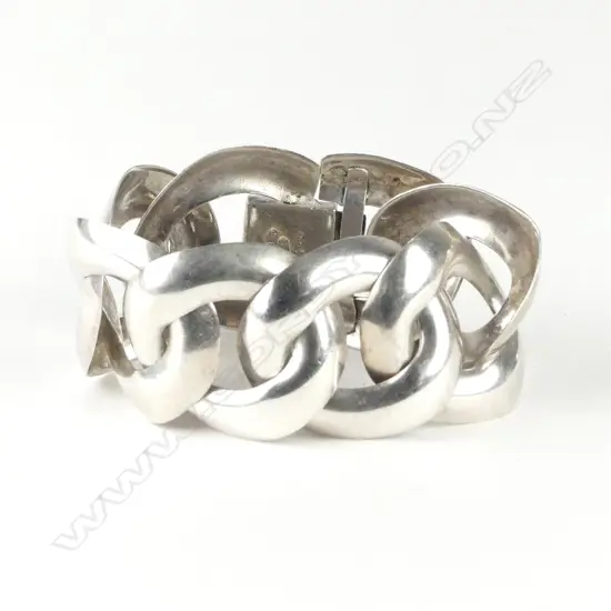 A vintage large Mexican silver bracelet