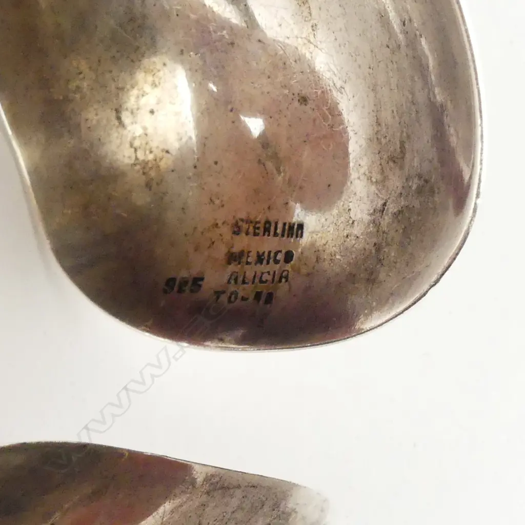 A pair of vintage Mexican silver wide domed cuff bangles Image 1++