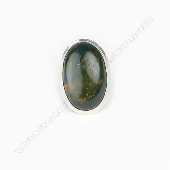 A modernist silver and jasper large dress ring