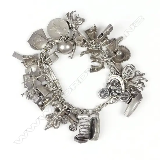 A vintage silver charm bracelet