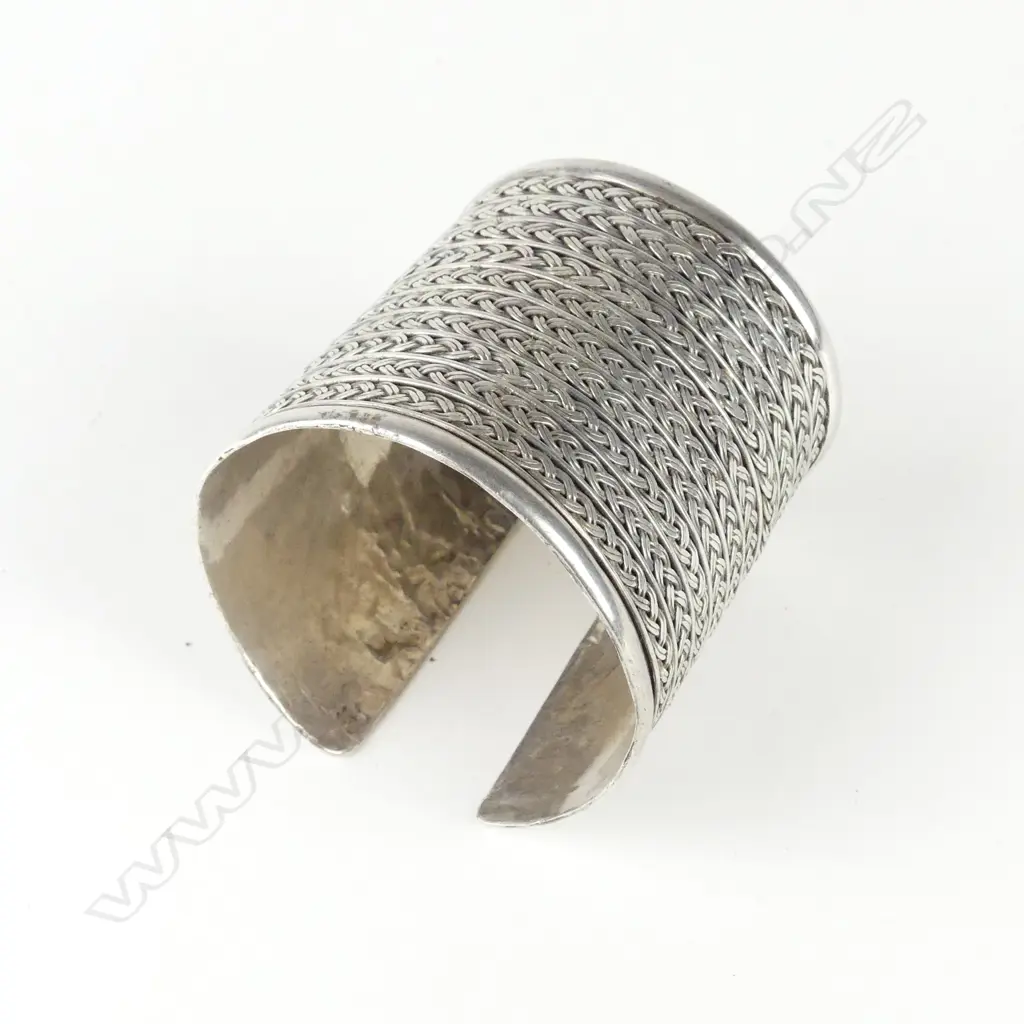 A wide tribal silver cuff bangle Image 1++