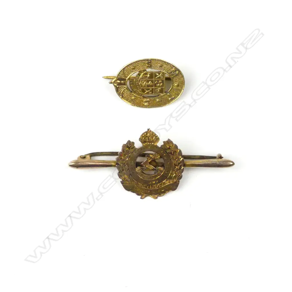 Two historical Auckland New Zealand 9ct. gold badges Image 1++