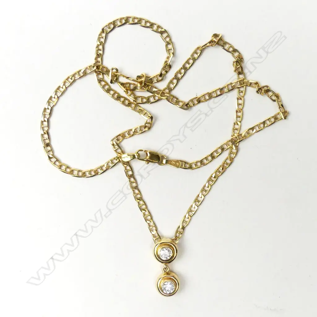 Ab 18ct gold diamond pendant and chain Image 1++