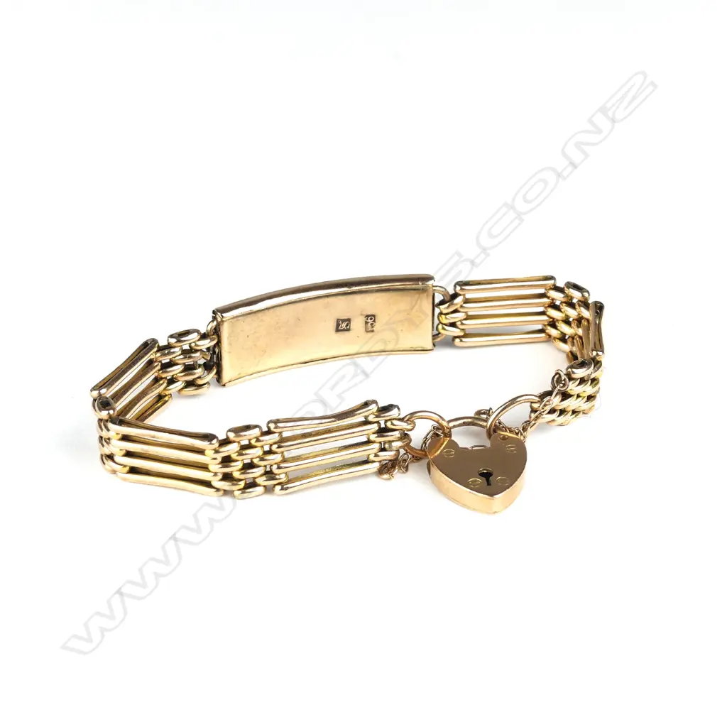An estate 9ct rose gold gate link bracelet Image 1++