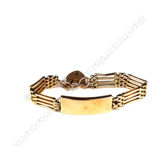 An estate 9ct rose gold gate link bracelet