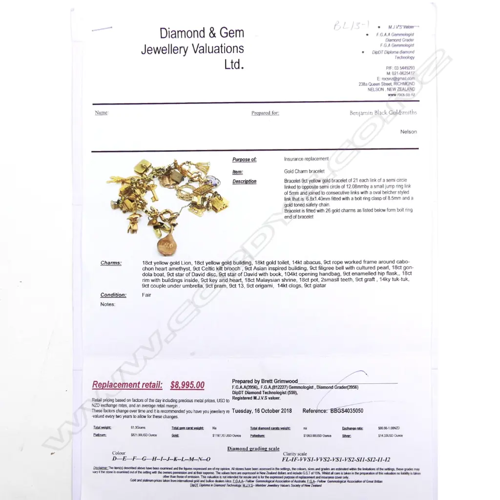 A vintage 9ct gold charm bracelet Image 1++